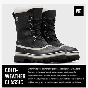 Sorel Women's Caribou Waterproof Boots with White Sherpa Cuff Size 10